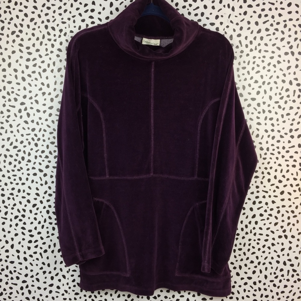 Coldwater Creek Purple Cotton Blend Velour Top S
